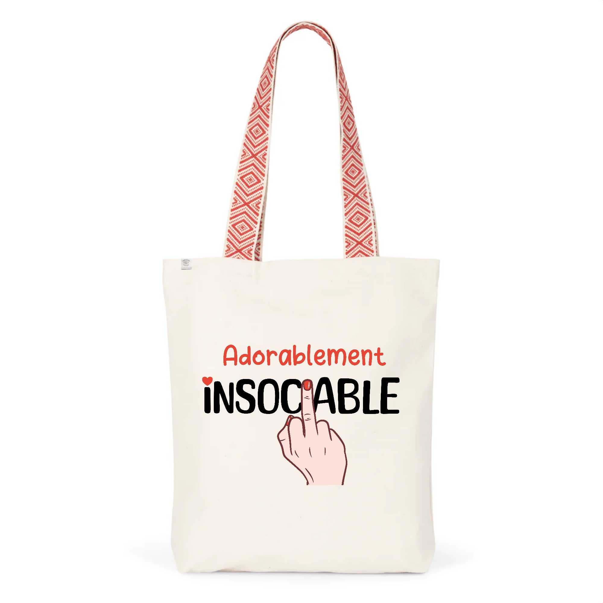 Tote-bag rouge Adorablement insociable